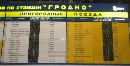 Электрички,пригородные поезда, отправка и прибытие Расписание движения пригородных поездов по станции Гродно